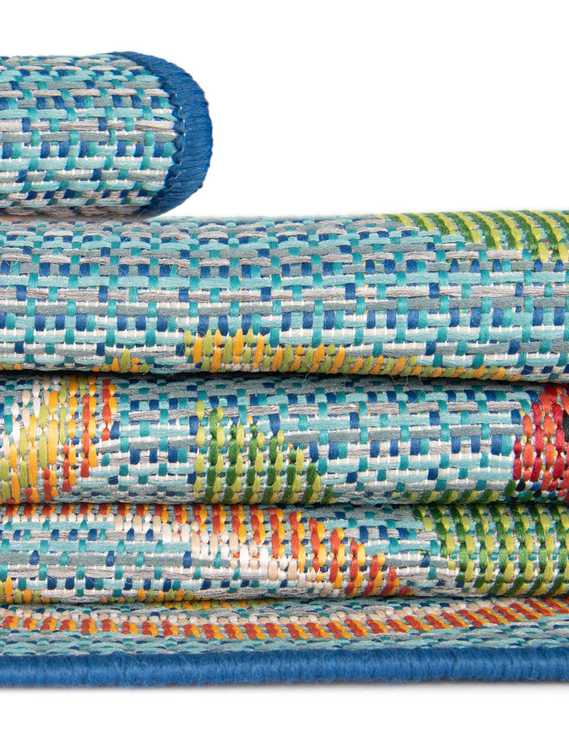 Coastal Terrace Collection Area Rug -  Cove Rectangle Blue  lifestyle 13