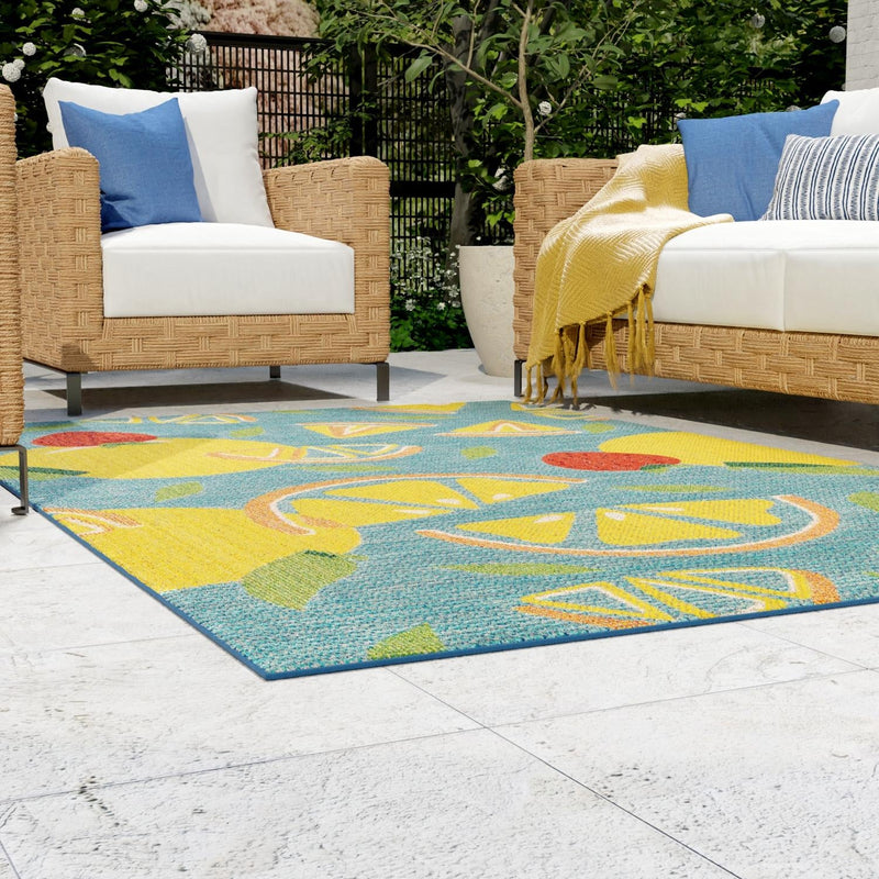 Coastal Terrace Collection Area Rug -  Cove Rectangle Blue  lifestyle 15