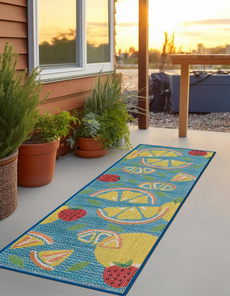 Coastal Terrace Collection Area Rug -  Cove Runner Blue  lifestyle 23