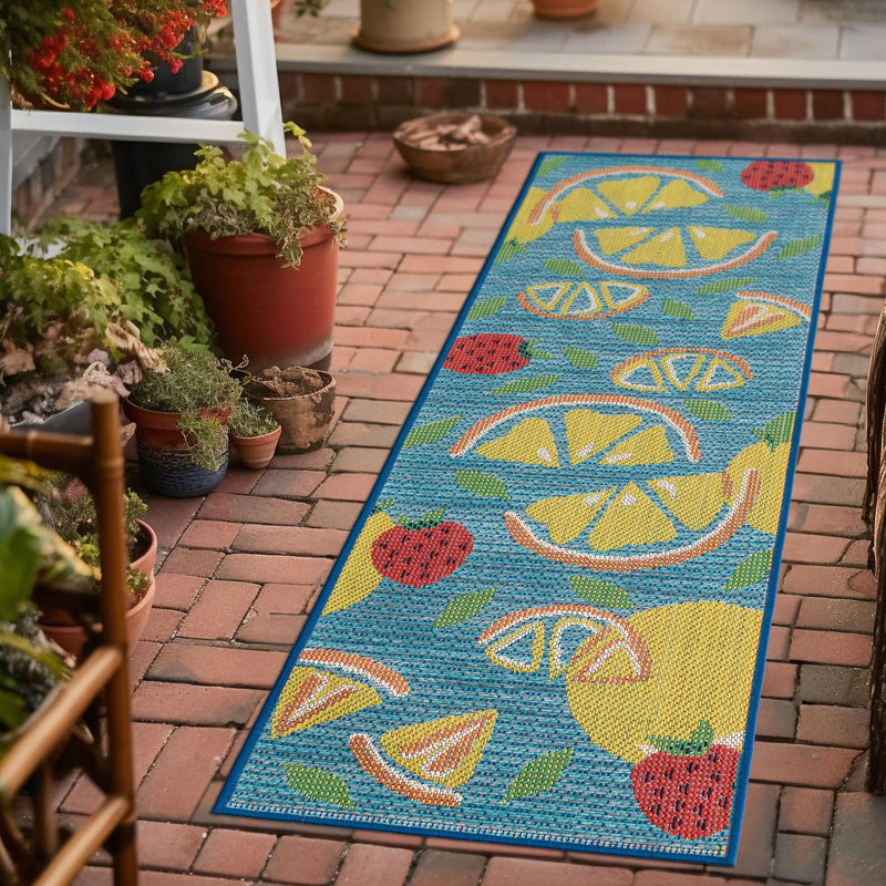Coastal Terrace Collection Area Rug -  Cove Runner Blue  lifestyle 58