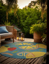 Coastal Terrace Collection Area Rug -  Cove Round Blue  lifestyle 22