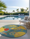 Coastal Terrace Collection Area Rug -  Cove Round Blue  lifestyle 25