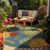 Coastal Terrace Collection Area Rug -  Cove Round Blue  lifestyle 57