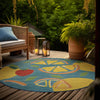 Coastal Terrace Collection Area Rug -  Cove Round Blue  lifestyle 60