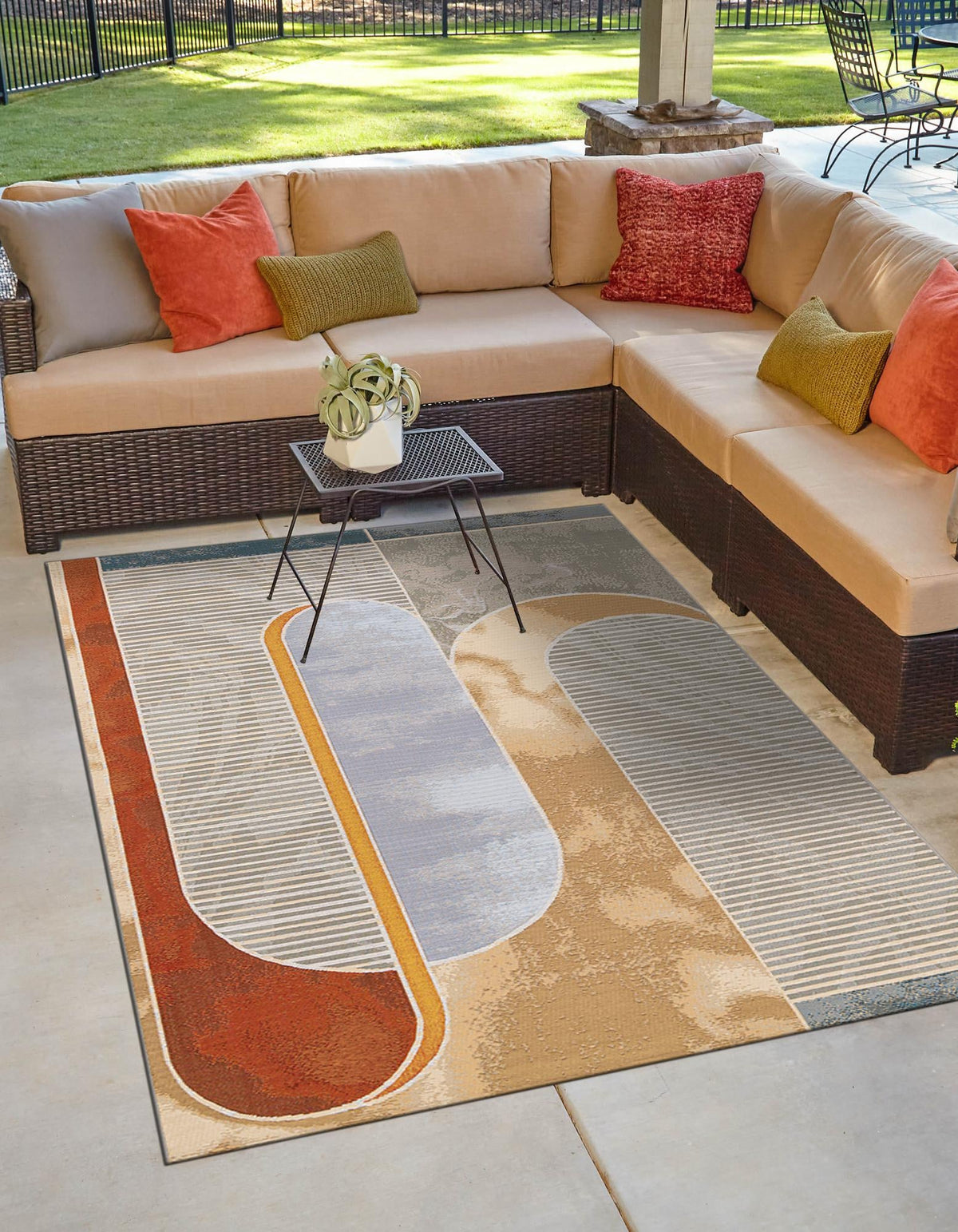 Urban Terrace Collection Area Rug -  Deck Rectangle Multi  lifestyle 4