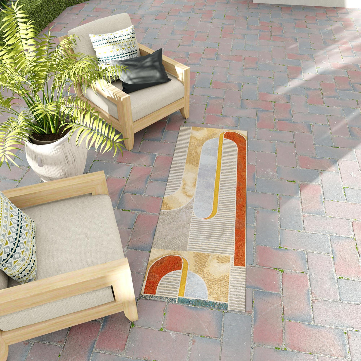 Urban Terrace Collection Area Rug -  Deck Runner Multi  lifestyle 24