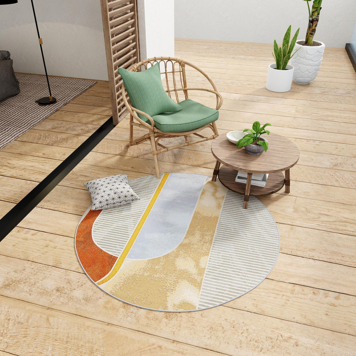 Urban Terrace Collection Area Rug -  Deck Round Multi  lifestyle 23