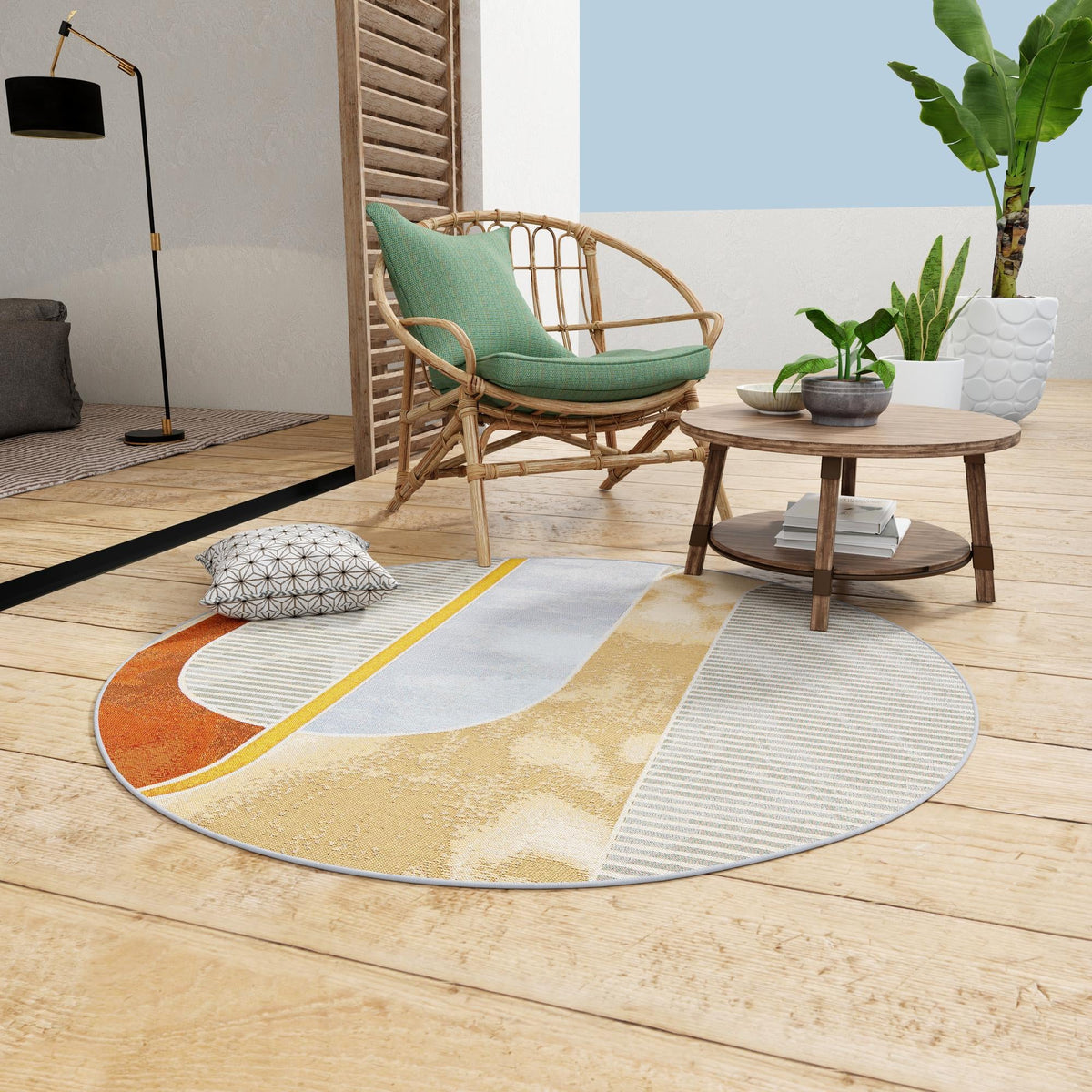 Urban Terrace Collection Area Rug -  Deck Round Multi  lifestyle 26