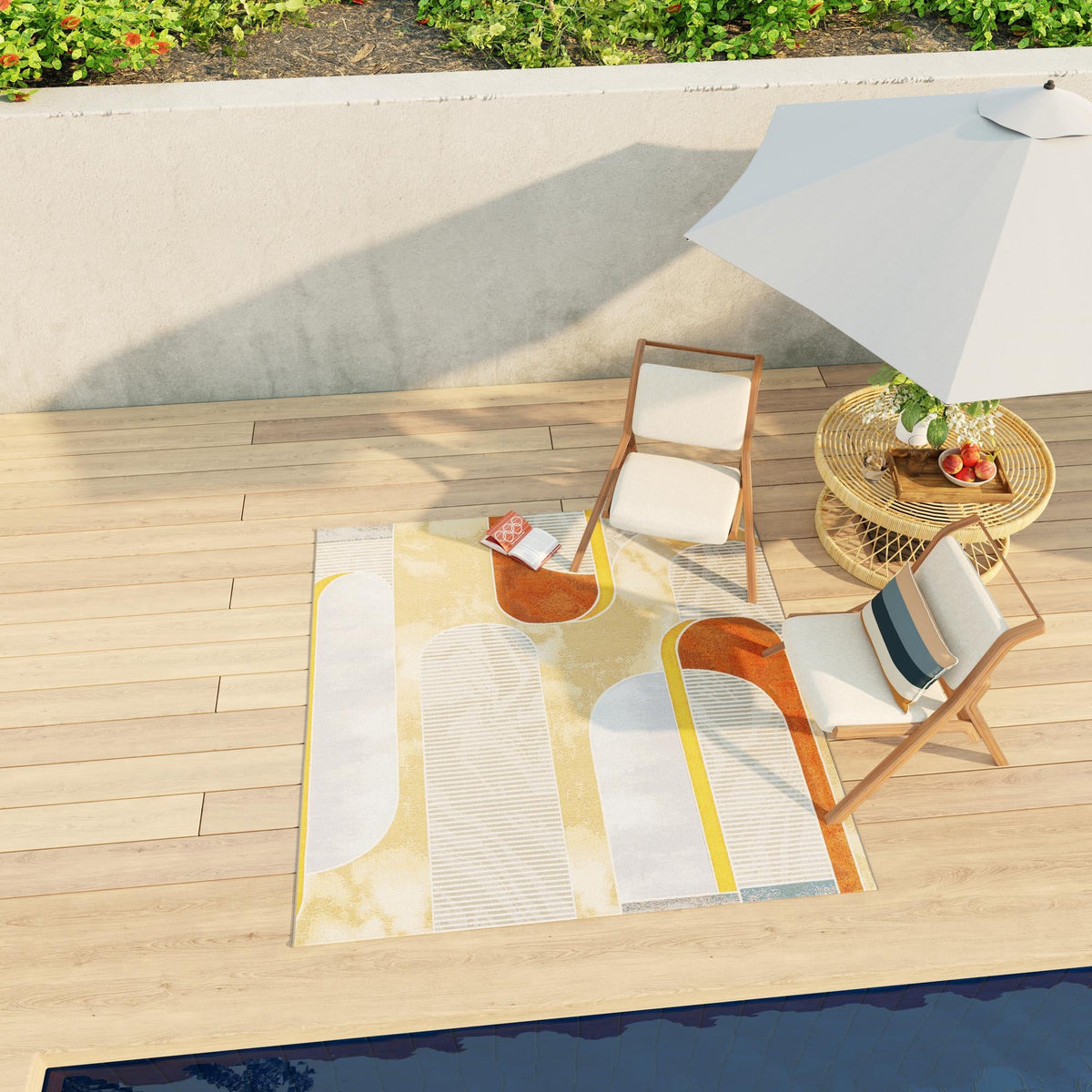 Urban Terrace Collection Area Rug -  Deck Square Multi  lifestyle 25