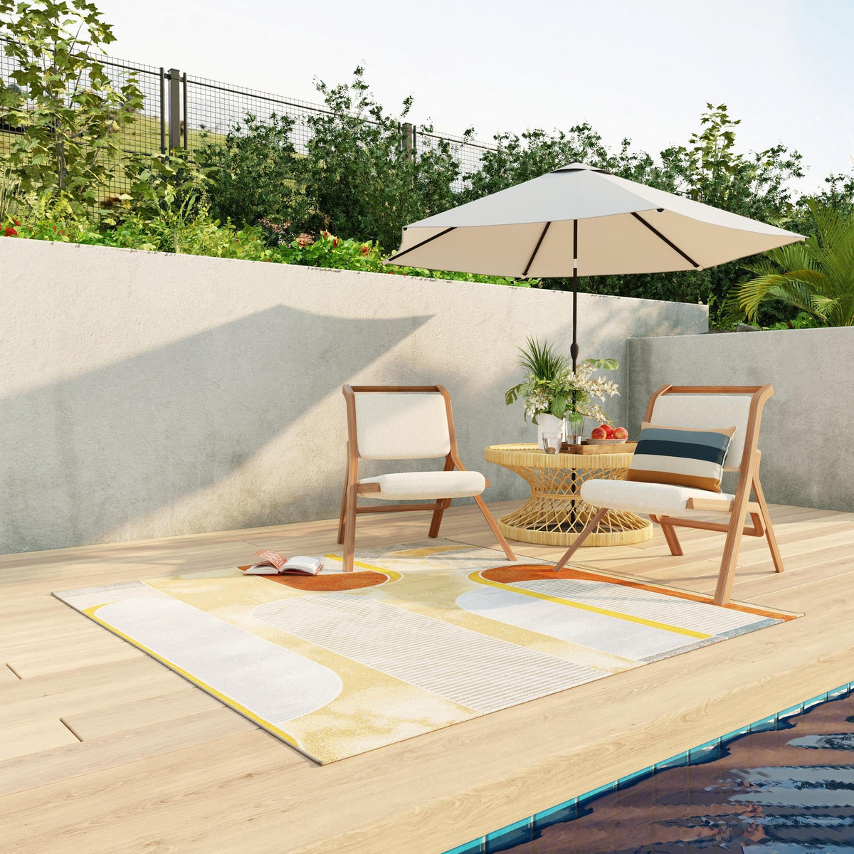 Urban Terrace Collection Area Rug -  Deck Square Multi  lifestyle 28