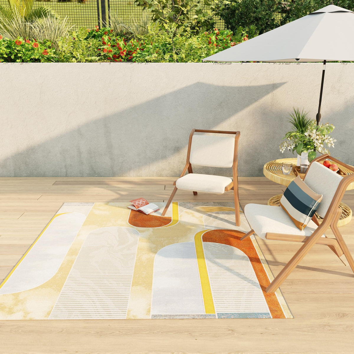 Urban Terrace Collection Area Rug -  Deck Square Multi  lifestyle 31