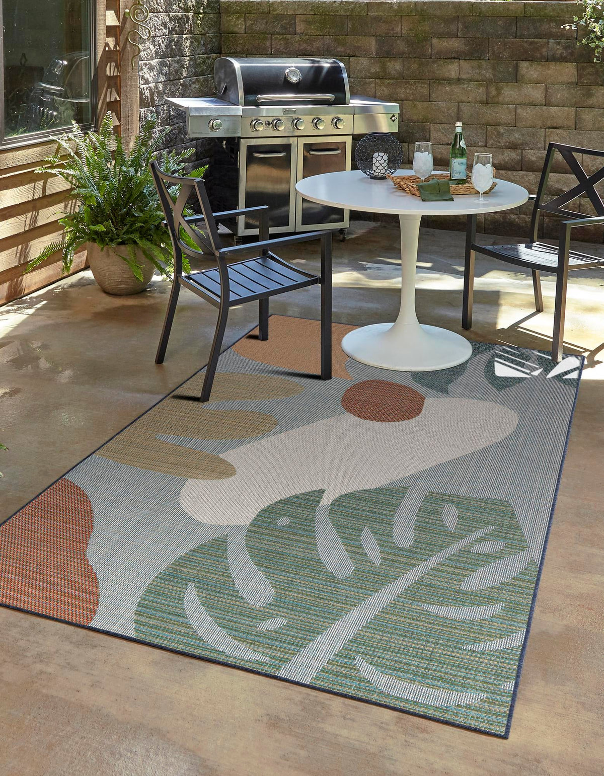 Coastal Terrace Collection Area Rug -  Boardwalk Rectangle Blue  lifestyle 2