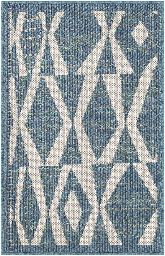 Coastal Terrace Collection Area Rug -  Tidepool Rectangle Blue Main