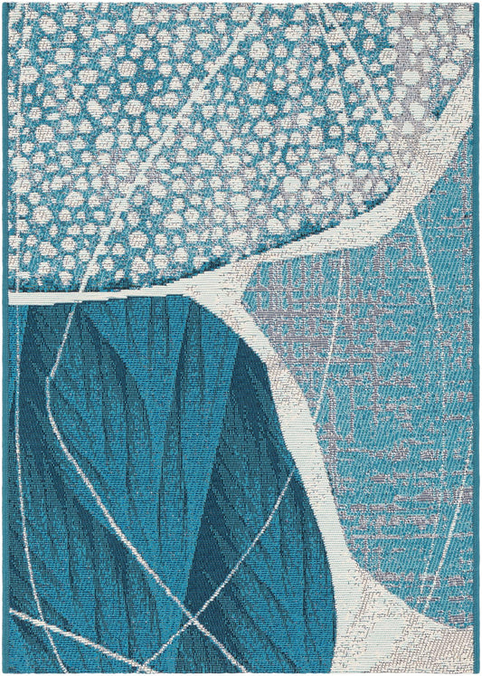 Urban Terrace Collection Area Rug -  Courtyard Rectangle Blue and Ivory Main