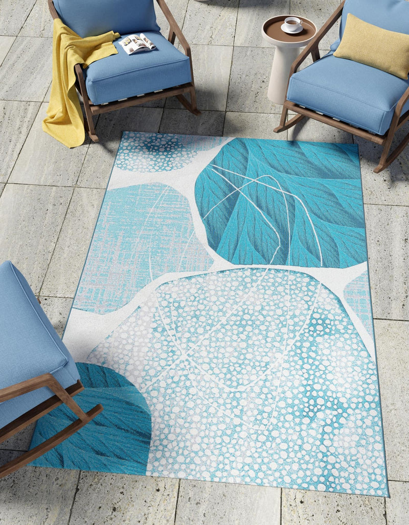 Urban Terrace Collection Area Rug -  Courtyard Rectangle Blue and Ivory Main
