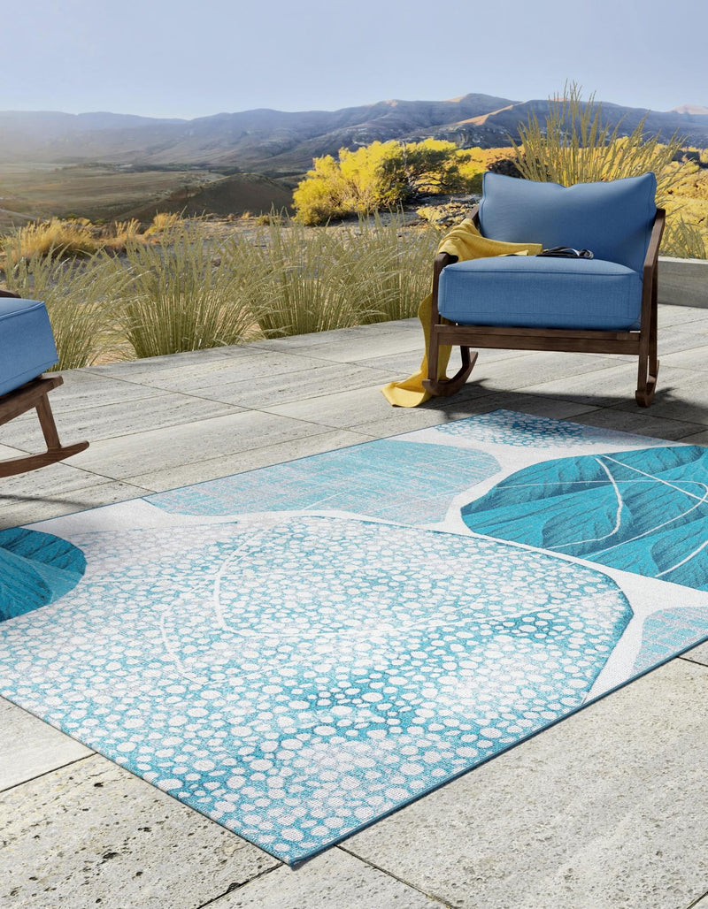 Urban Terrace Collection Area Rug -  Courtyard Rectangle Blue and Ivory  lifestyle 2