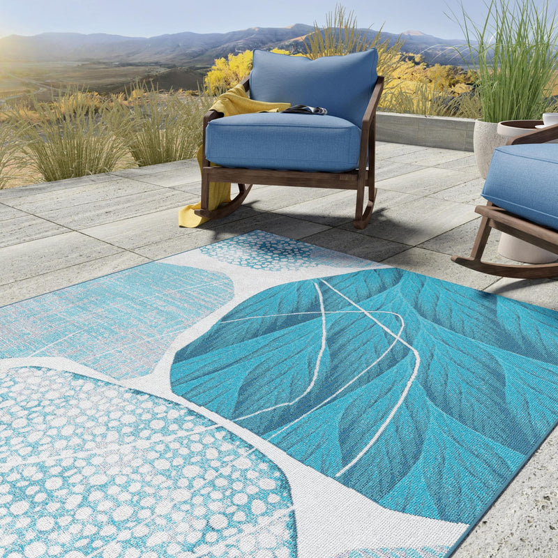 Urban Terrace Collection Area Rug -  Courtyard Rectangle Blue and Ivory  lifestyle 6