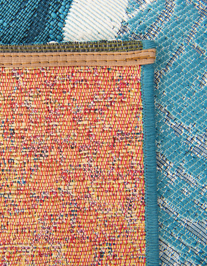 Urban Terrace Collection Area Rug -  Courtyard Runner Blue and Ivory  lifestyle 30