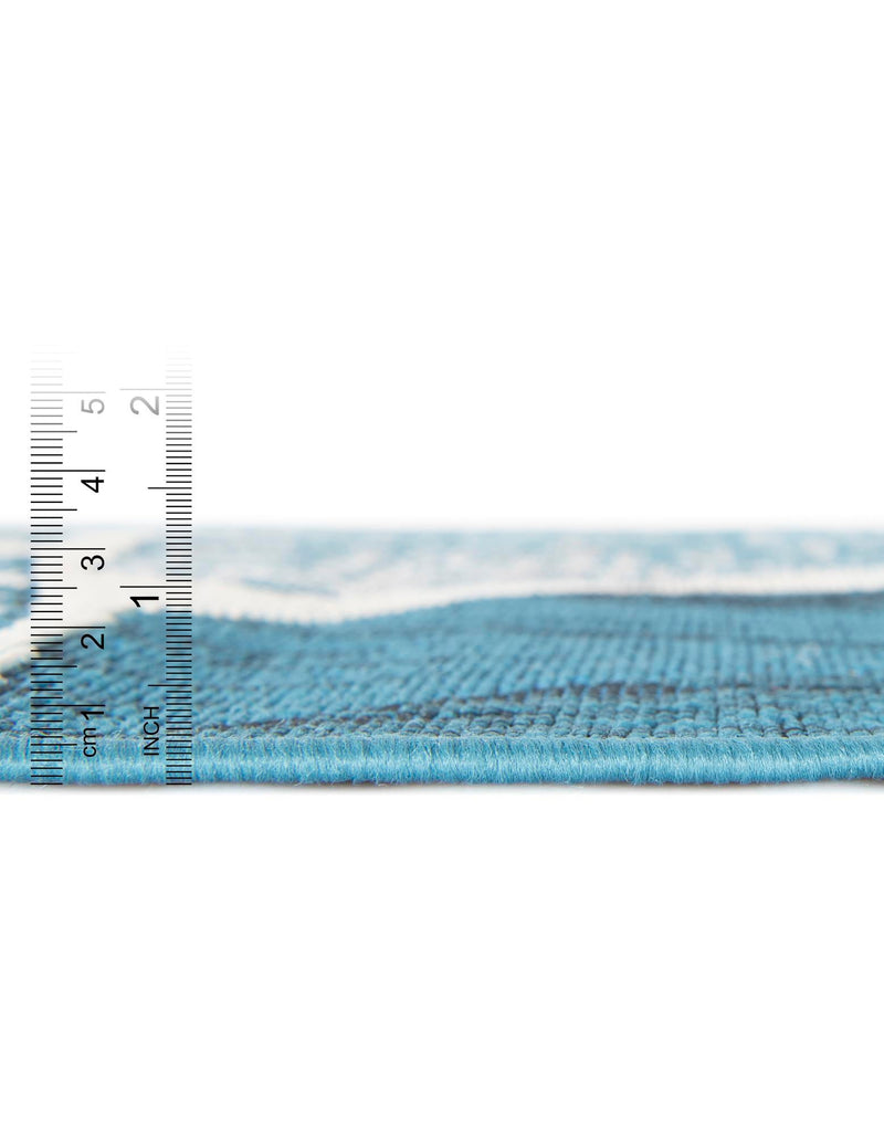 Urban Terrace Collection Area Rug -  Courtyard Round Blue and Ivory  lifestyle 24
