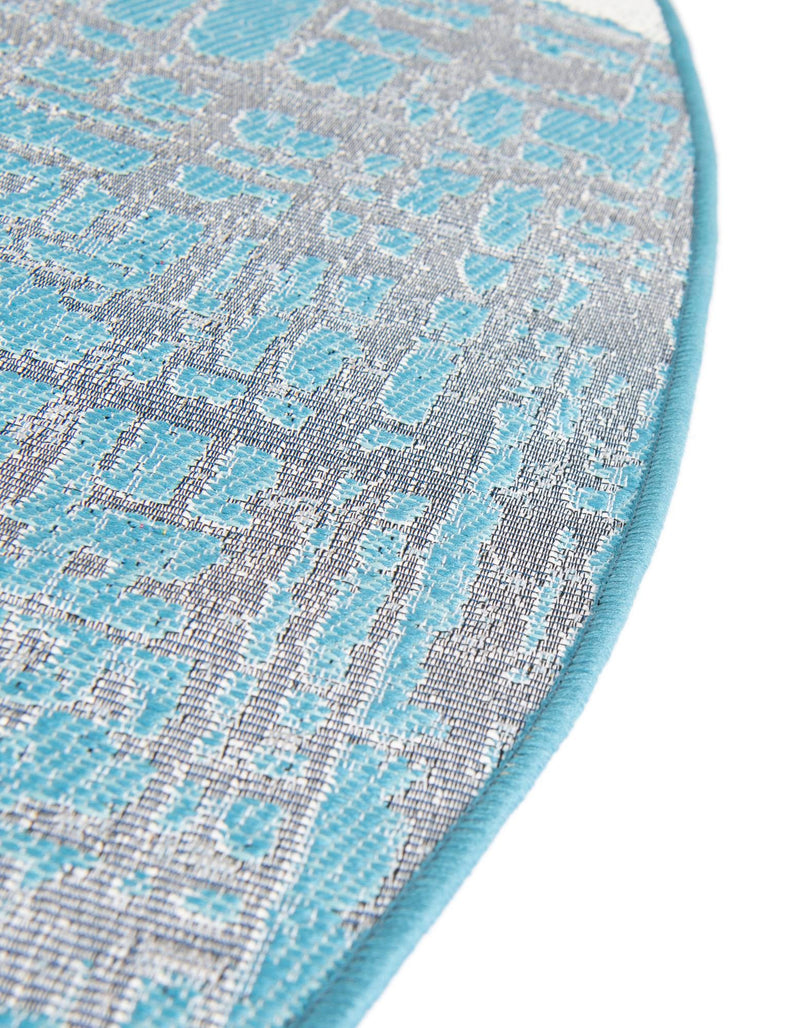 Urban Terrace Collection Area Rug -  Courtyard Round Blue and Ivory  lifestyle 26
