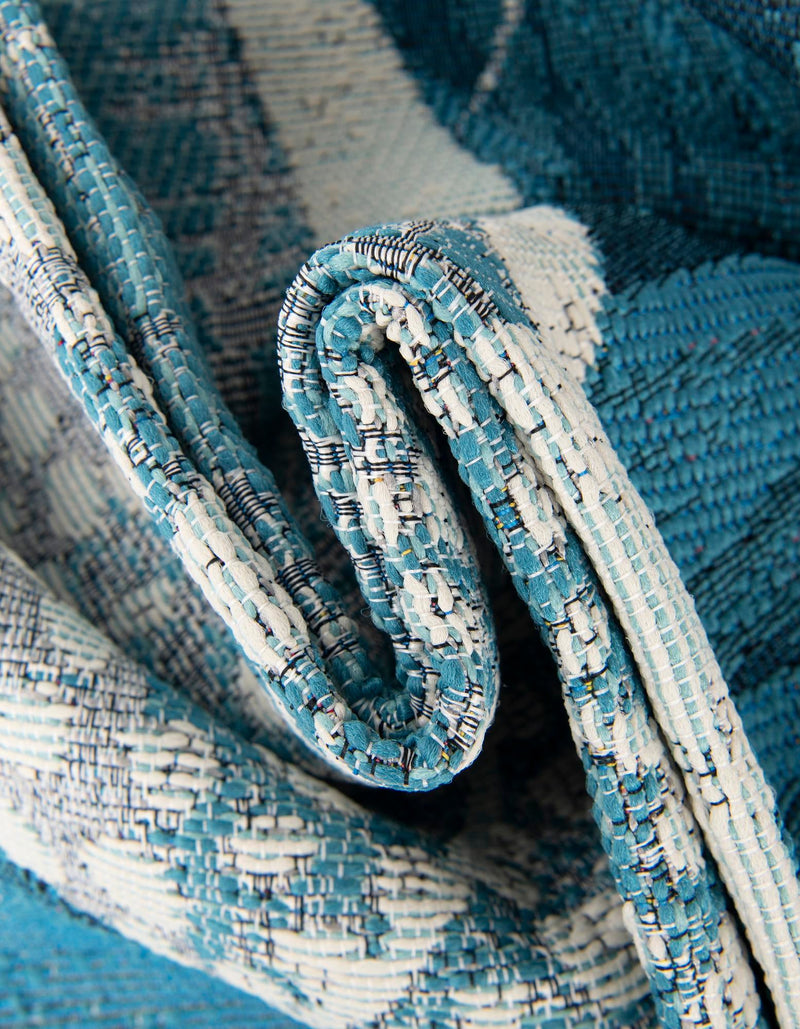 Urban Terrace Collection Area Rug -  Courtyard Round Blue and Ivory  lifestyle 28