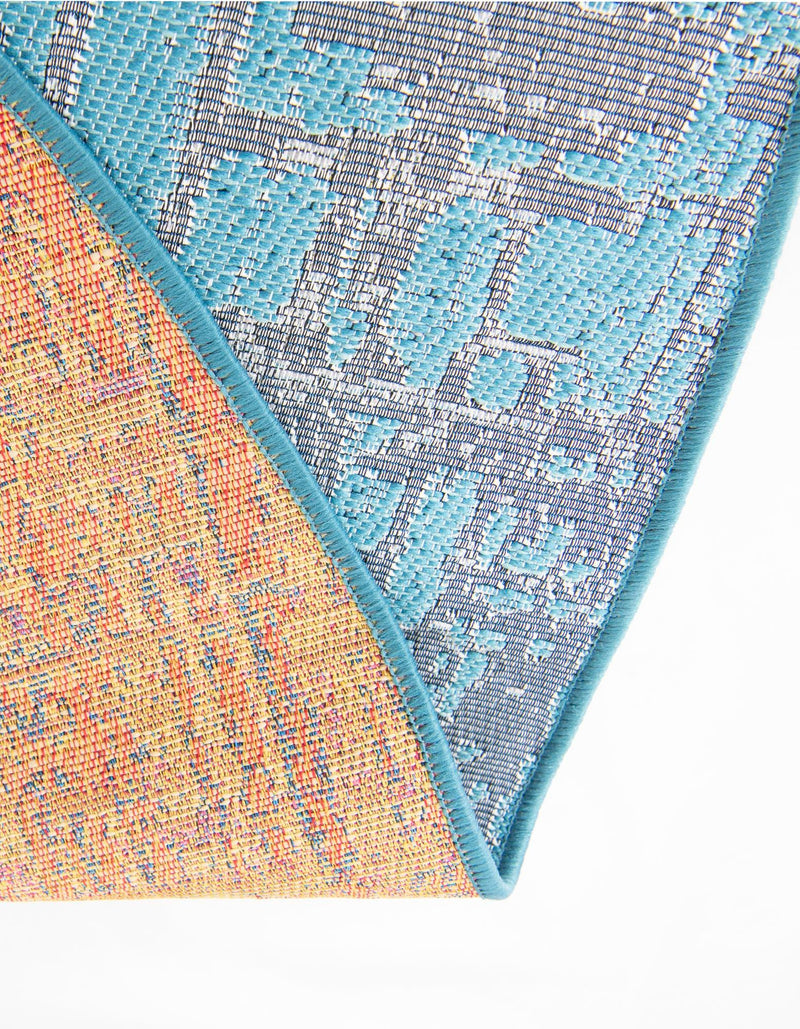 Urban Terrace Collection Area Rug -  Courtyard Round Blue and Ivory  lifestyle 29