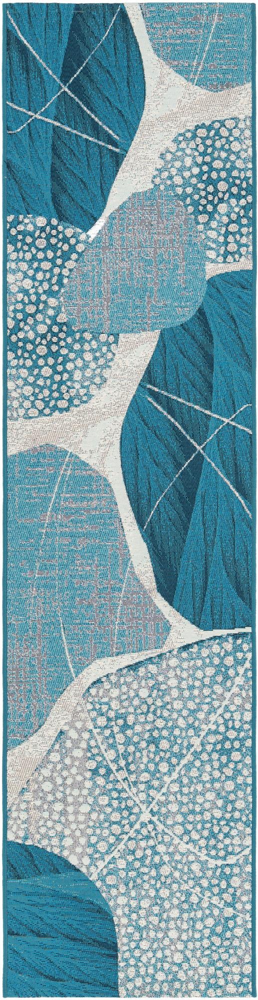 Urban Terrace Collection Area Rug -  Courtyard Runner Blue and Ivory  lifestyle 9