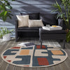 Coastal Terrace Collection Area Rug -  Sail Round Ivory and Blue  lifestyle 55
