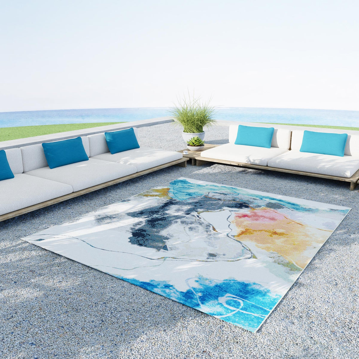 Urban Terrace Collection Area Rug -  Arbor Rectangle Multi  lifestyle 4