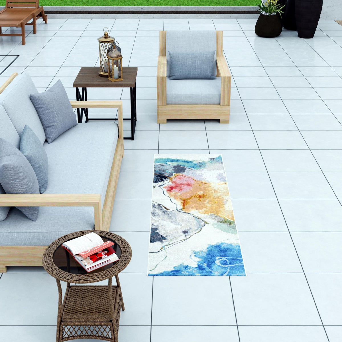 Urban Terrace Collection Area Rug -  Arbor Runner Multi  lifestyle 30