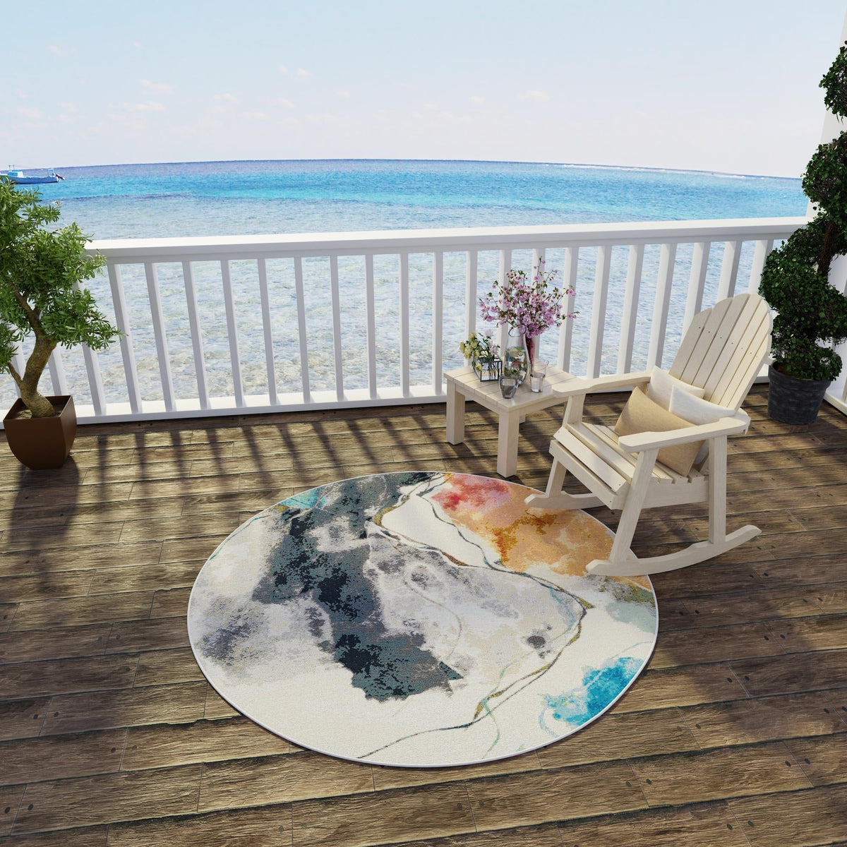 Urban Terrace Collection Area Rug -  Arbor Round Multi  lifestyle 29