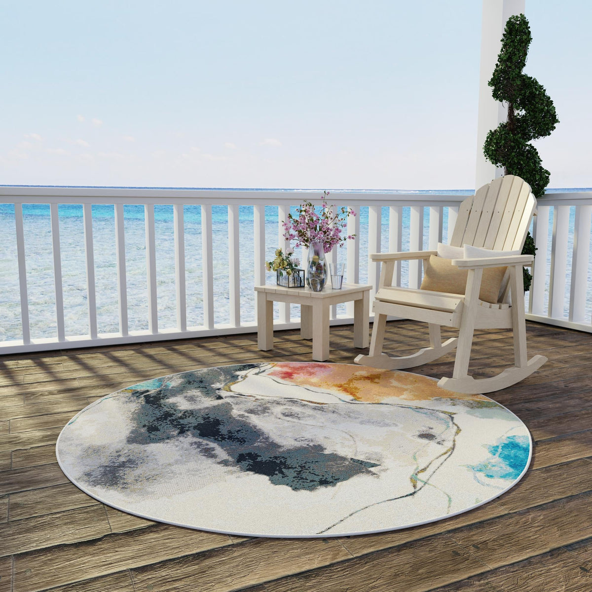 Urban Terrace Collection Area Rug -  Arbor Round Multi  lifestyle 32