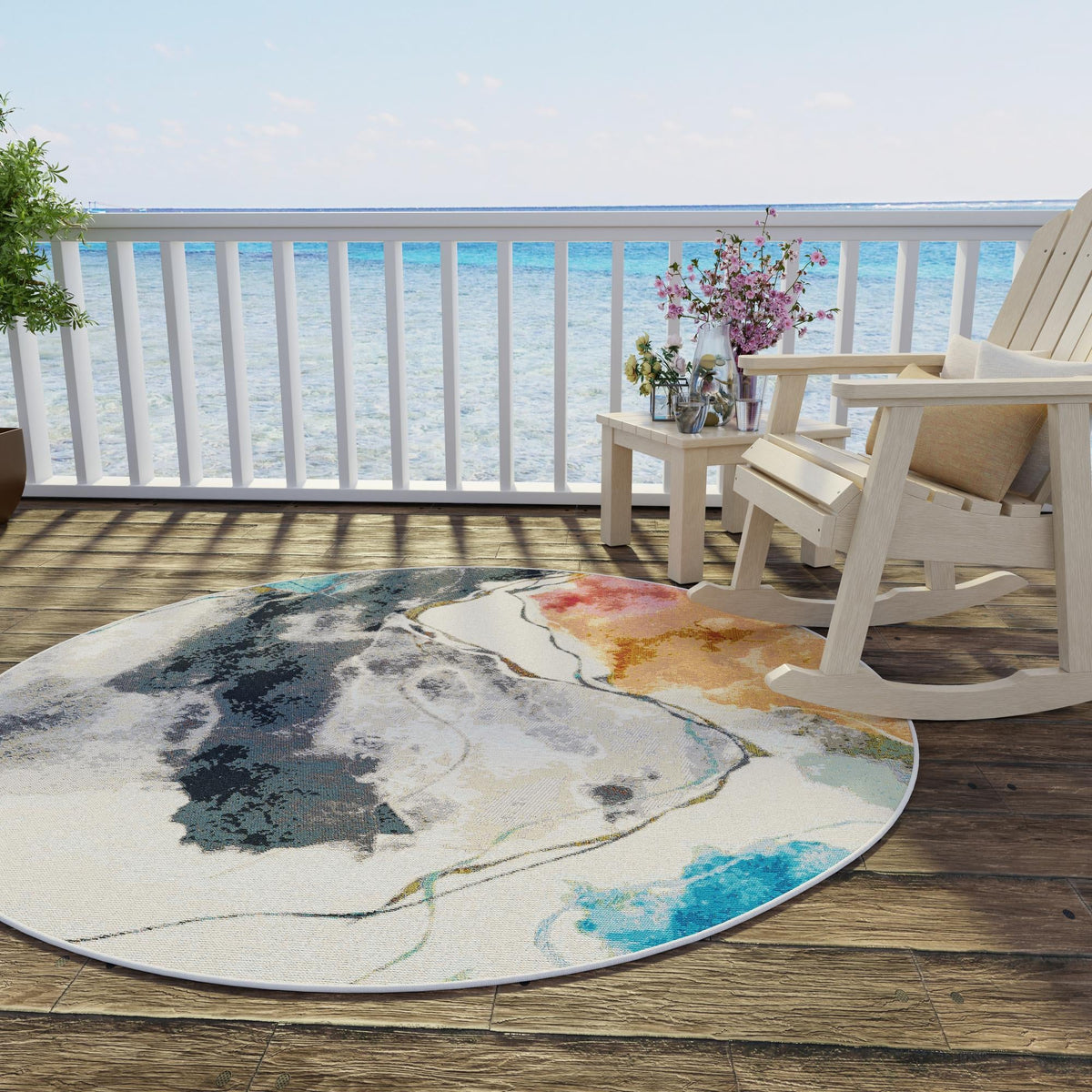 Urban Terrace Collection Area Rug -  Arbor Round Multi  lifestyle 35