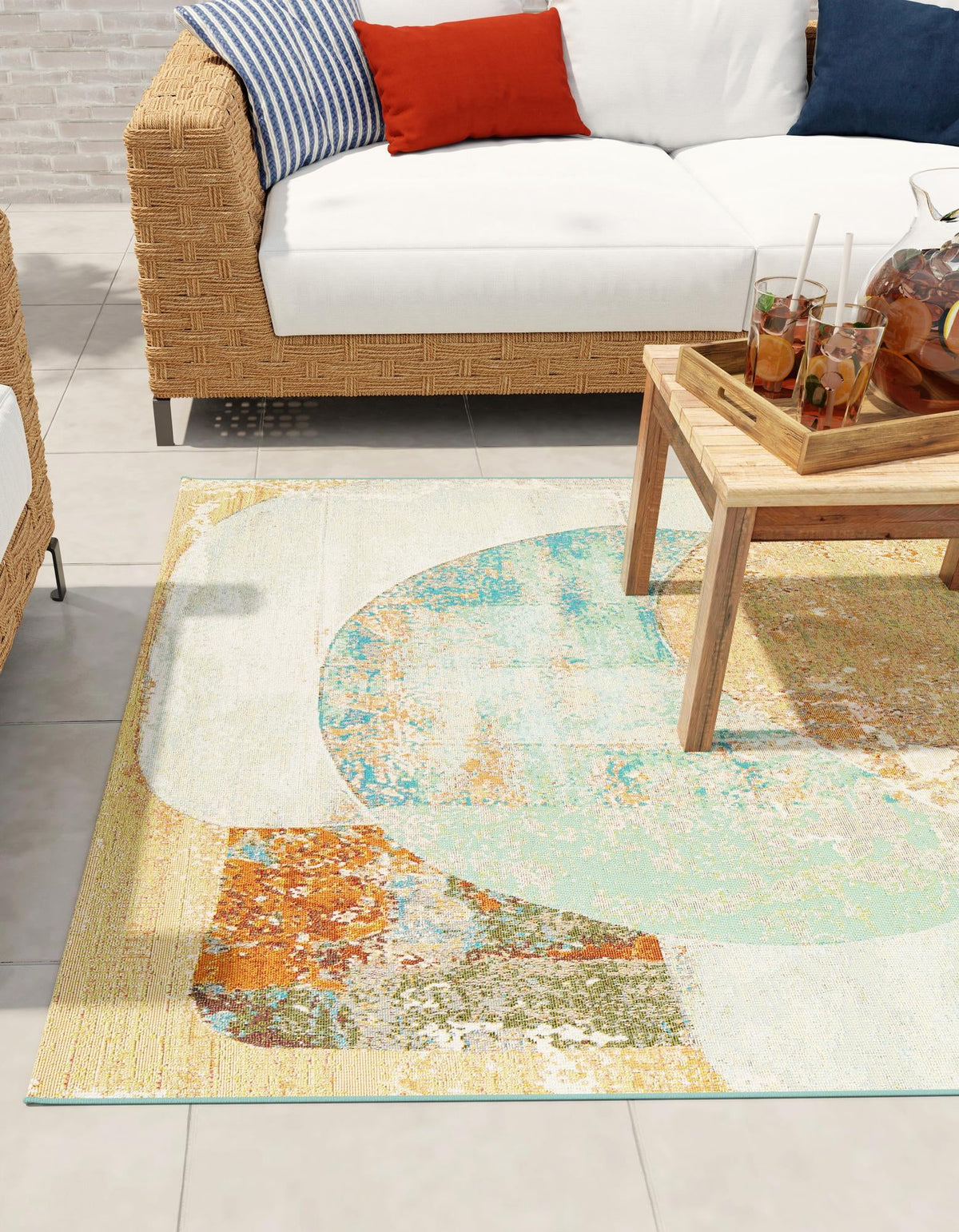 Urban Terrace Collection Area Rug -  Portico Rectangle Multi  lifestyle 3