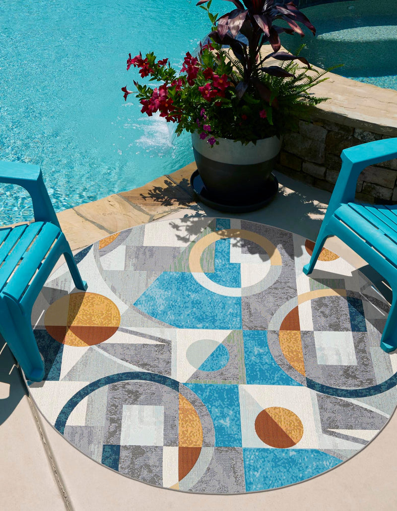 Urban Terrace Collection Area Rug -  Loggia Round Multi  lifestyle 8