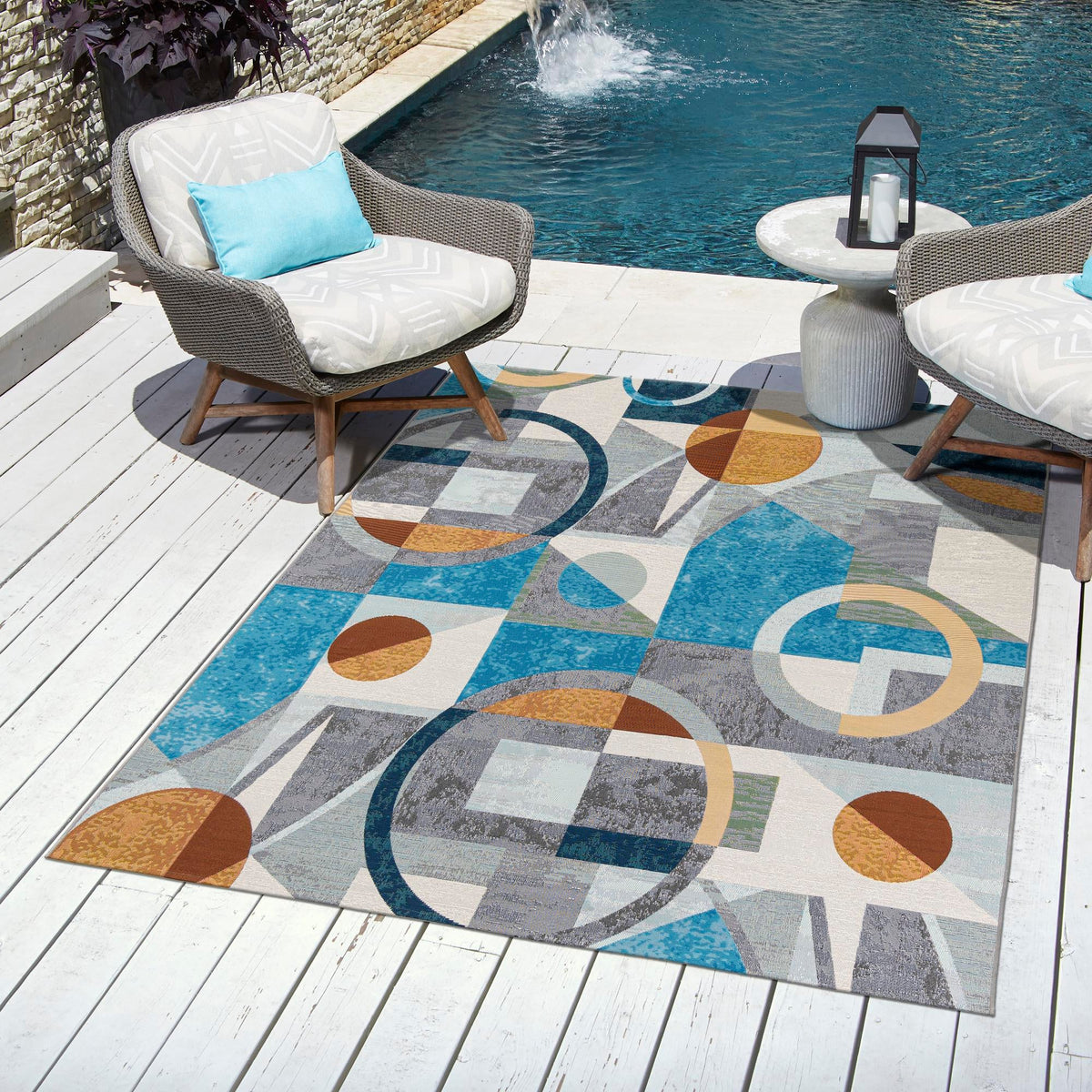 Urban Terrace Collection Area Rug -  Loggia Square Multi  lifestyle 30