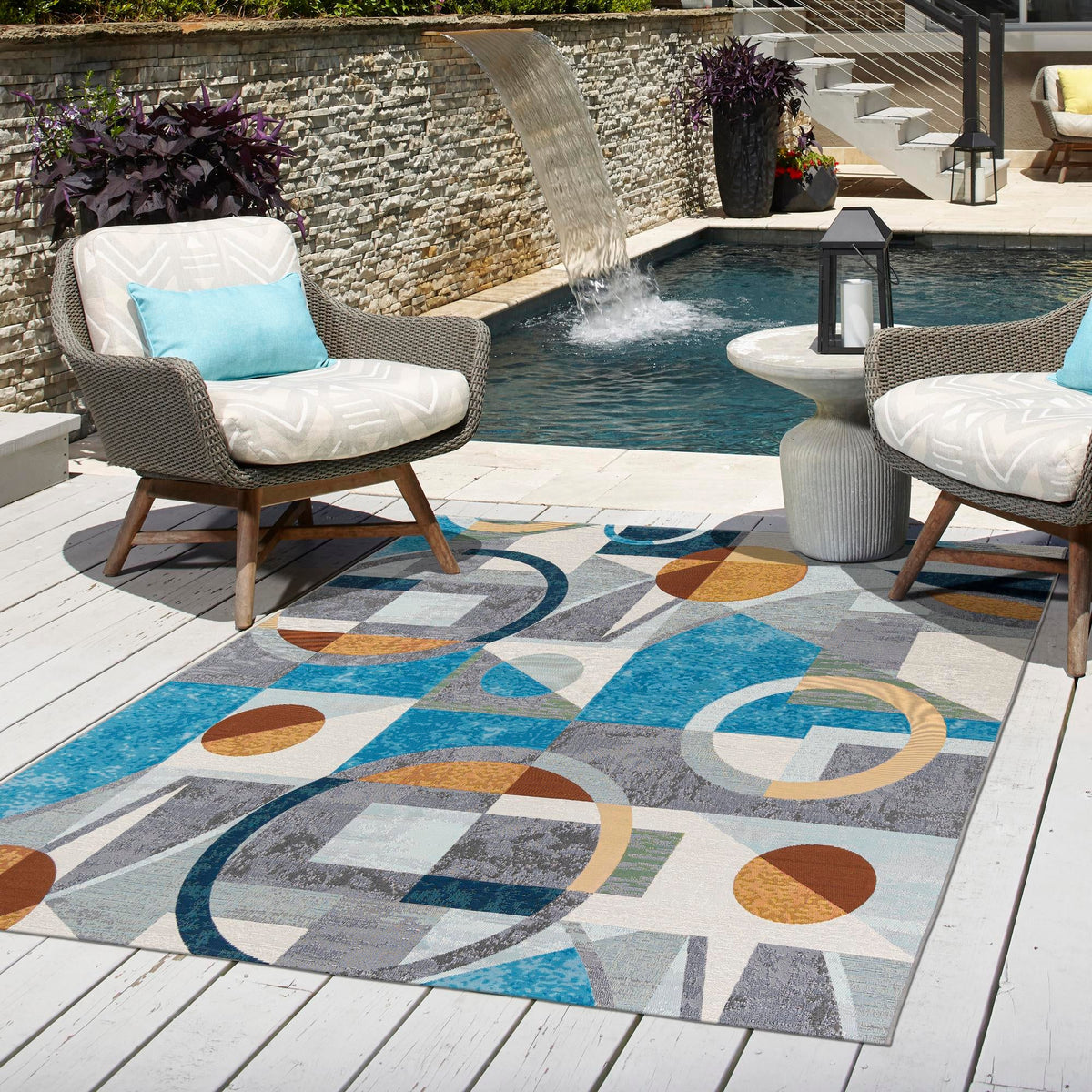 Urban Terrace Collection Area Rug -  Loggia Square Multi  lifestyle 33