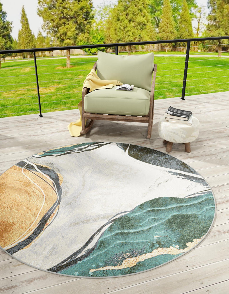 Urban Terrace Collection Area Rug -  Pavilion Round Multi  lifestyle 8
