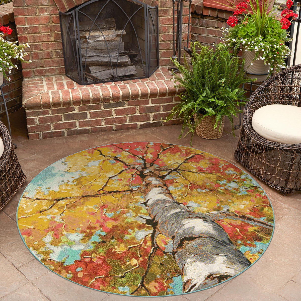 Seaside Blooms Collection Area Rug - Eden Round Multi  lifestyle 24