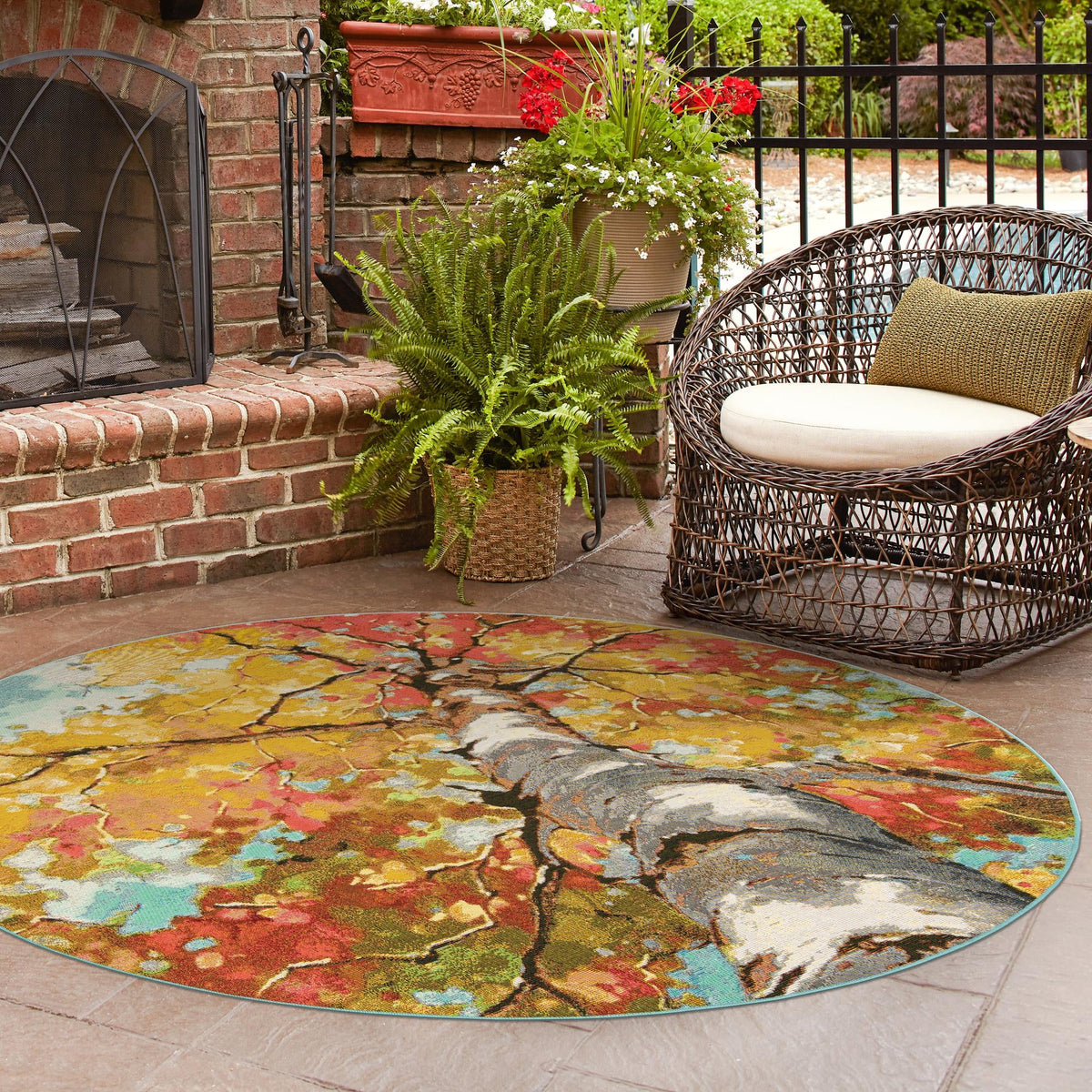 Seaside Blooms Collection Area Rug - Eden Round Multi  lifestyle 27