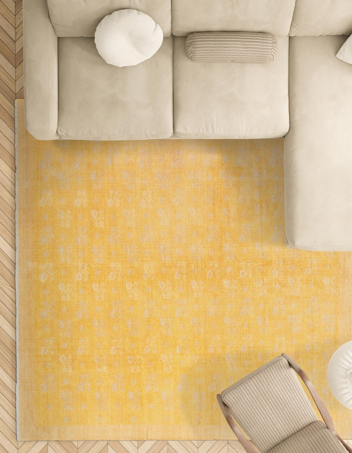 Bazaar Chic Collection Area Rug - Marrakech Square Yellow  lifestyle 40