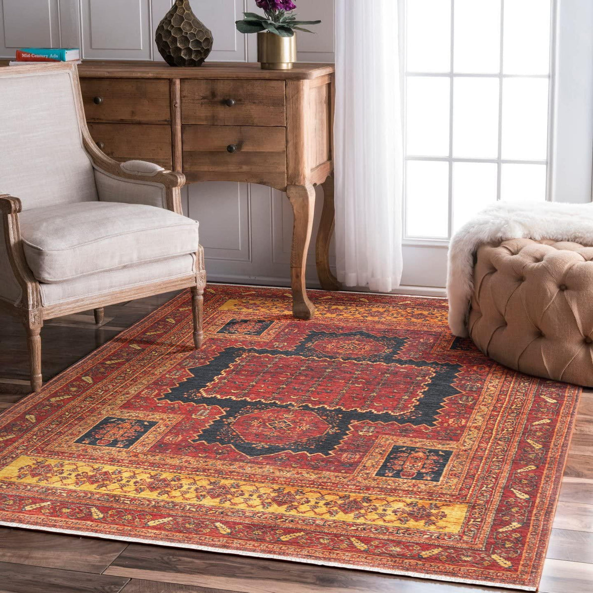Bazaar Chic Collection Area Rug -  Taroudant Rectangle Rust Red  lifestyle 16