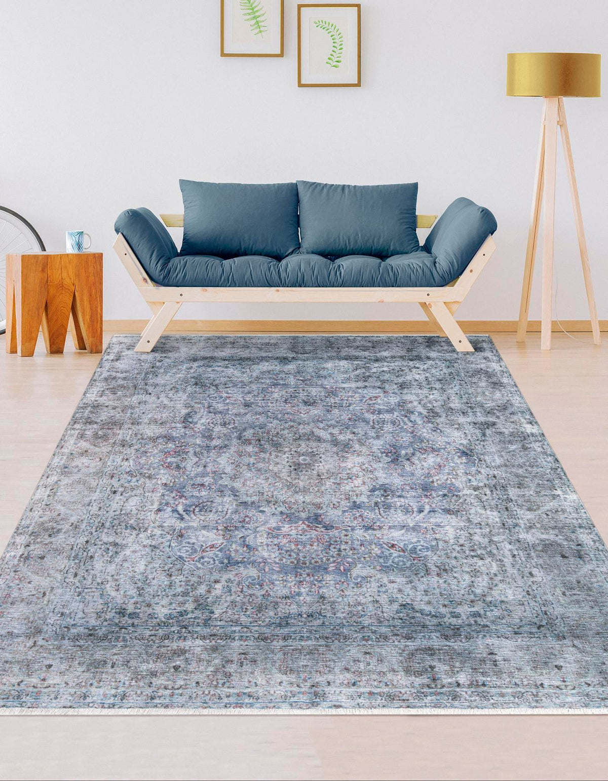 Bazaar Chic Collection Area Rug -  Asilah Rectangle Gray and Blue  lifestyle 3