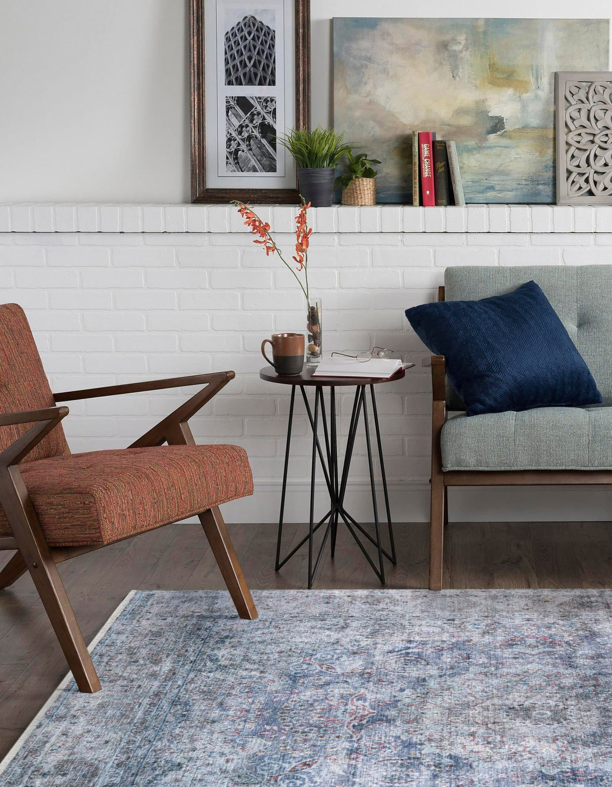 Bazaar Chic Collection Area Rug -  Asilah Rectangle Gray and Blue  lifestyle 4