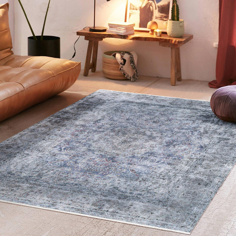 Bazaar Chic Collection Area Rug -  Asilah Rectangle Gray and Blue  lifestyle 15