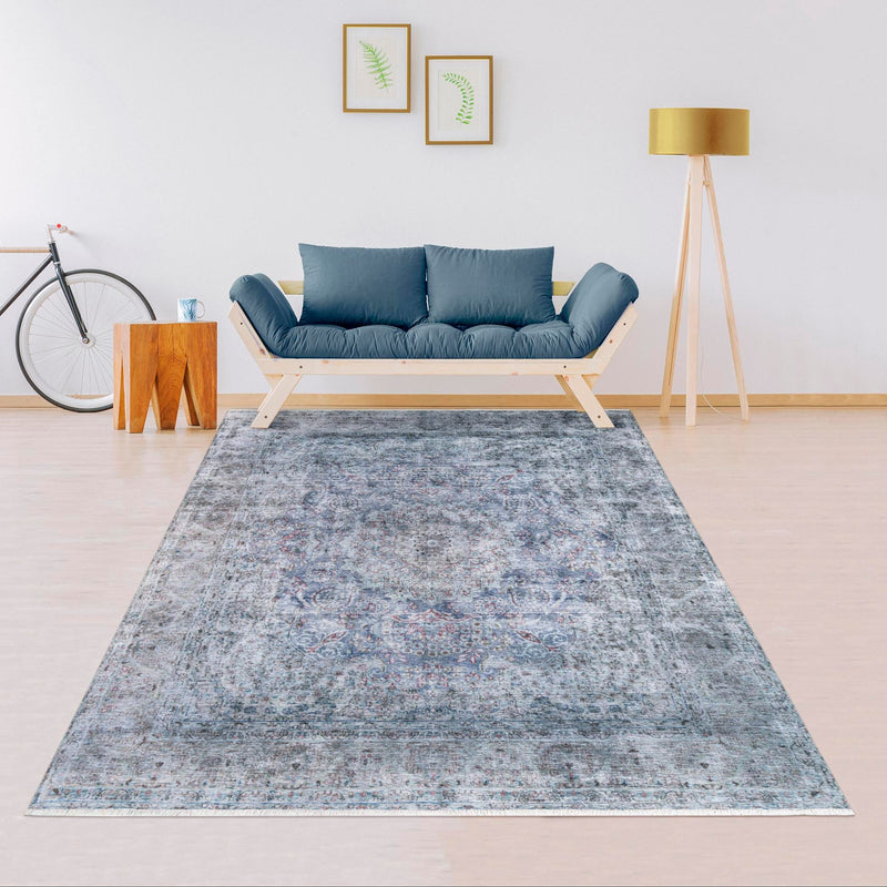 Bazaar Chic Collection Area Rug -  Asilah Rectangle Gray and Blue  lifestyle 16