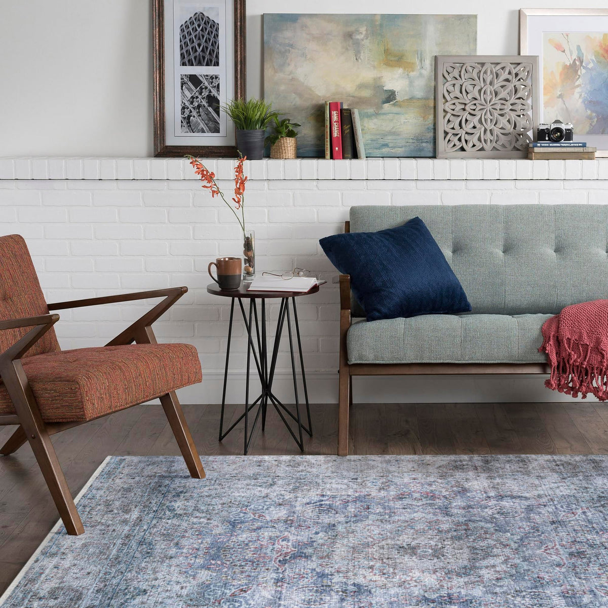 Bazaar Chic Collection Area Rug -  Asilah Rectangle Gray and Blue  lifestyle 17
