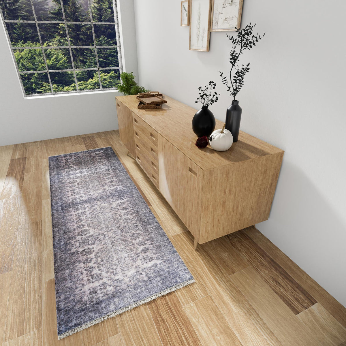 Bazaar Chic Collection Area Rug -  Asilah Runner Gray and Blue  lifestyle 60