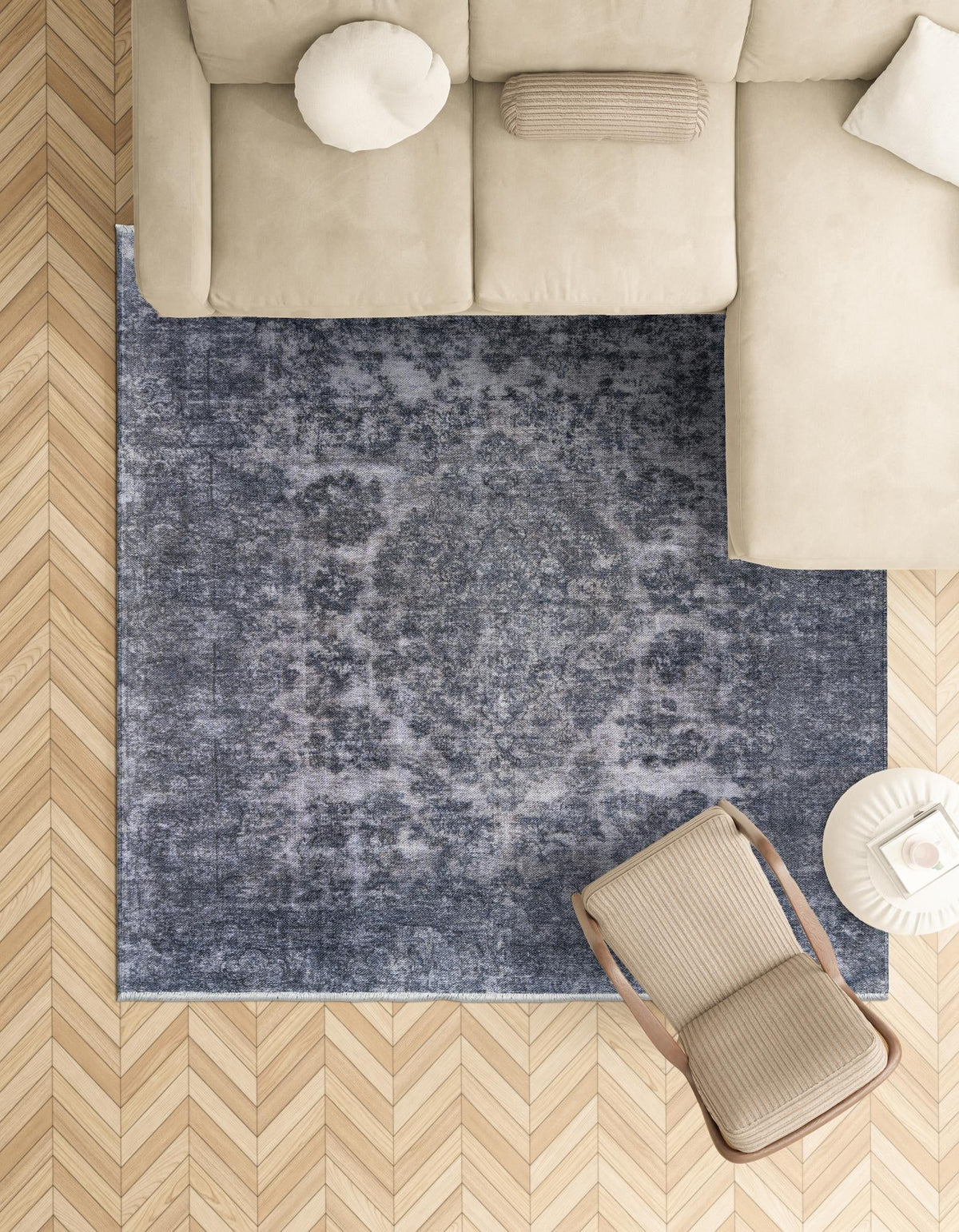 Bazaar Chic Collection Area Rug -  Asilah Square Gray and Blue  lifestyle 59