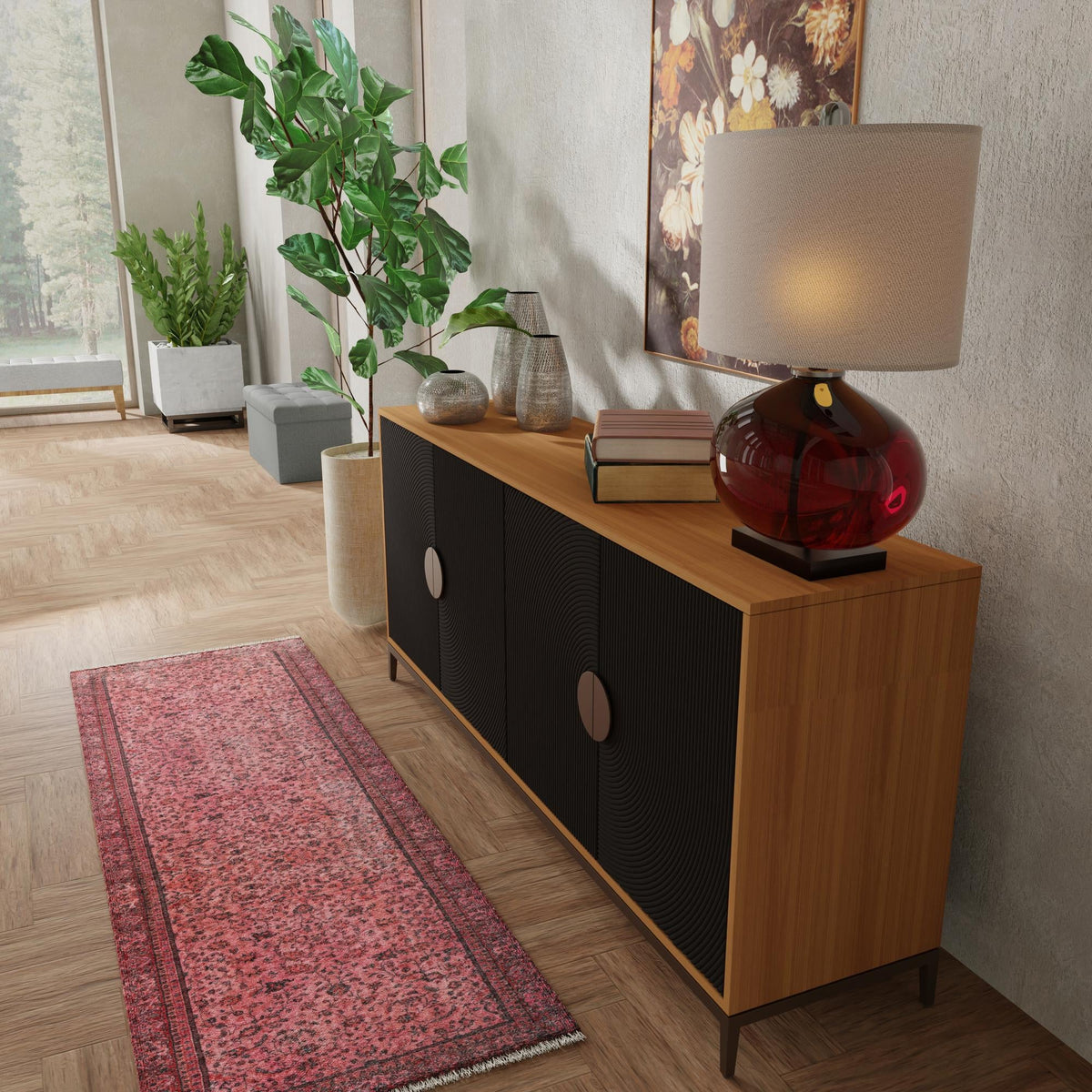 Bazaar Chic Collection Area Rug -  Larache Runner Antique Red  lifestyle 60